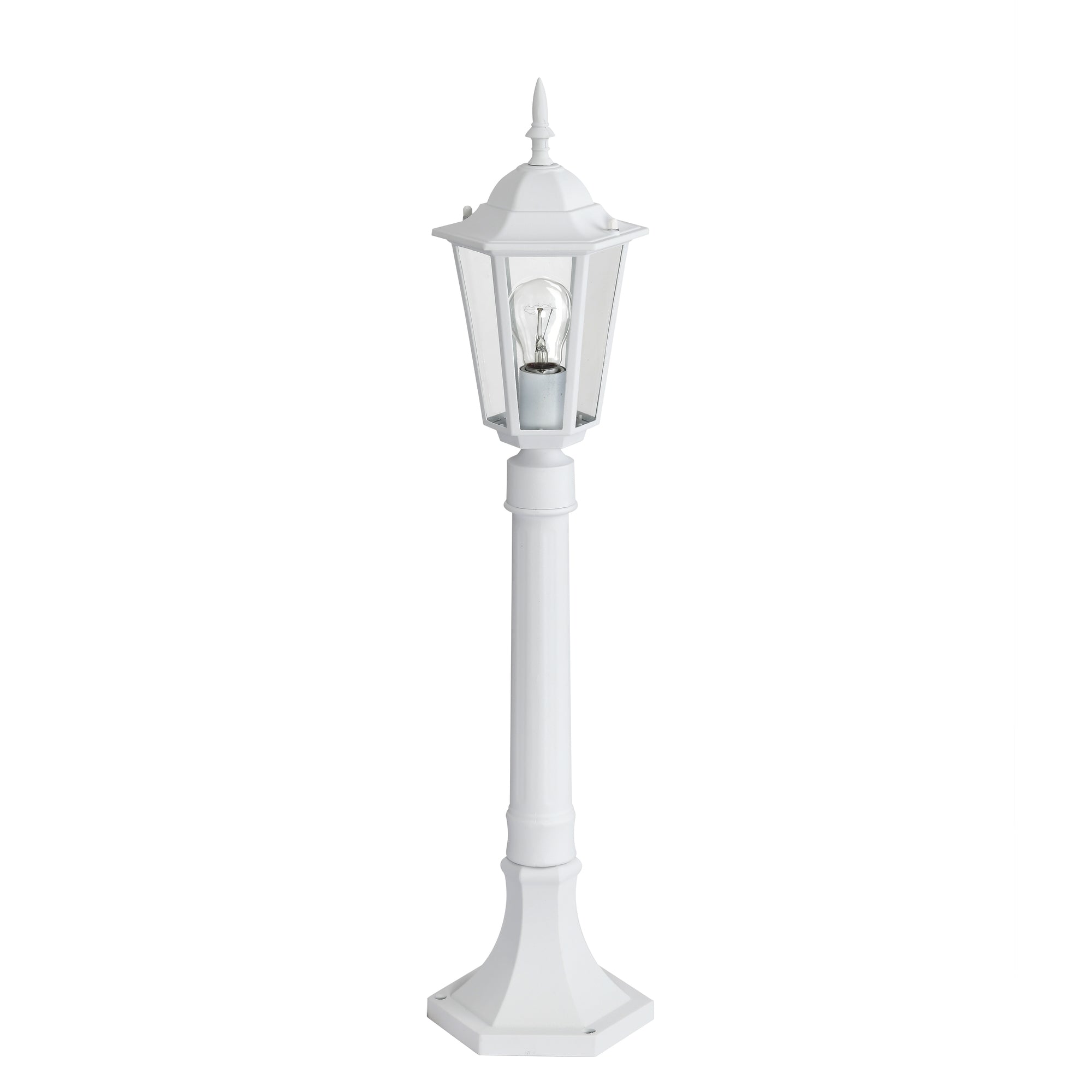 Post Light Fixture Pole Lantern With Die-Cast Aluminum, Waterproof Outdoor Post Light Fixtures White With Tempered Clear Glass, Non Adjustable, Sturdy Metal Base