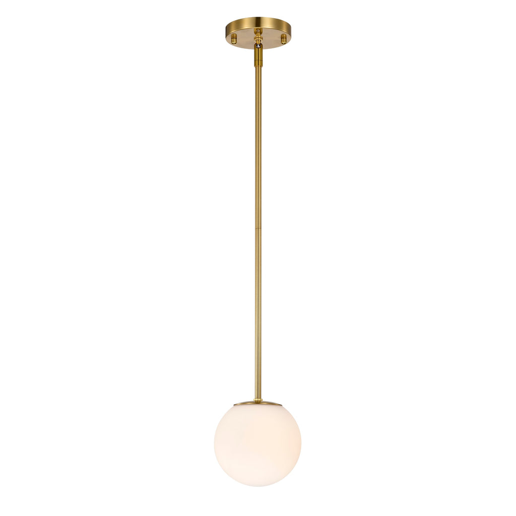 Milk White Glass 150mm Pendant Light Fixture, 7W, One Light Hanging Fixture for Kitchen Island, Adjustable Length Indoor Lighting for Dinning Room Bedroom
