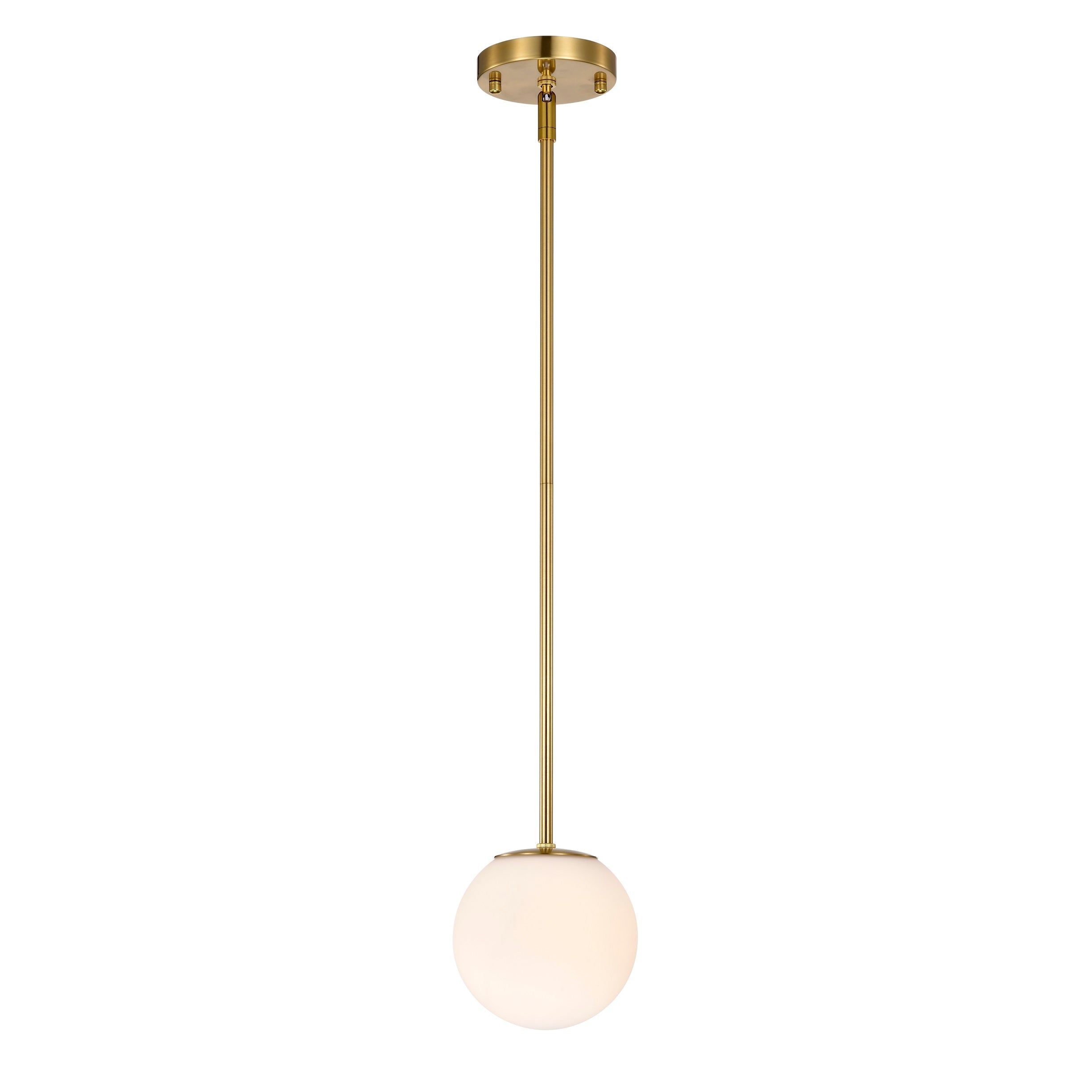 Milk White Glass 150mm Pendant Light Fixture, 7W, One Light Hanging Fixture for Kitchen Island, Adjustable Length Indoor Lighting for Dinning Room Bedroom