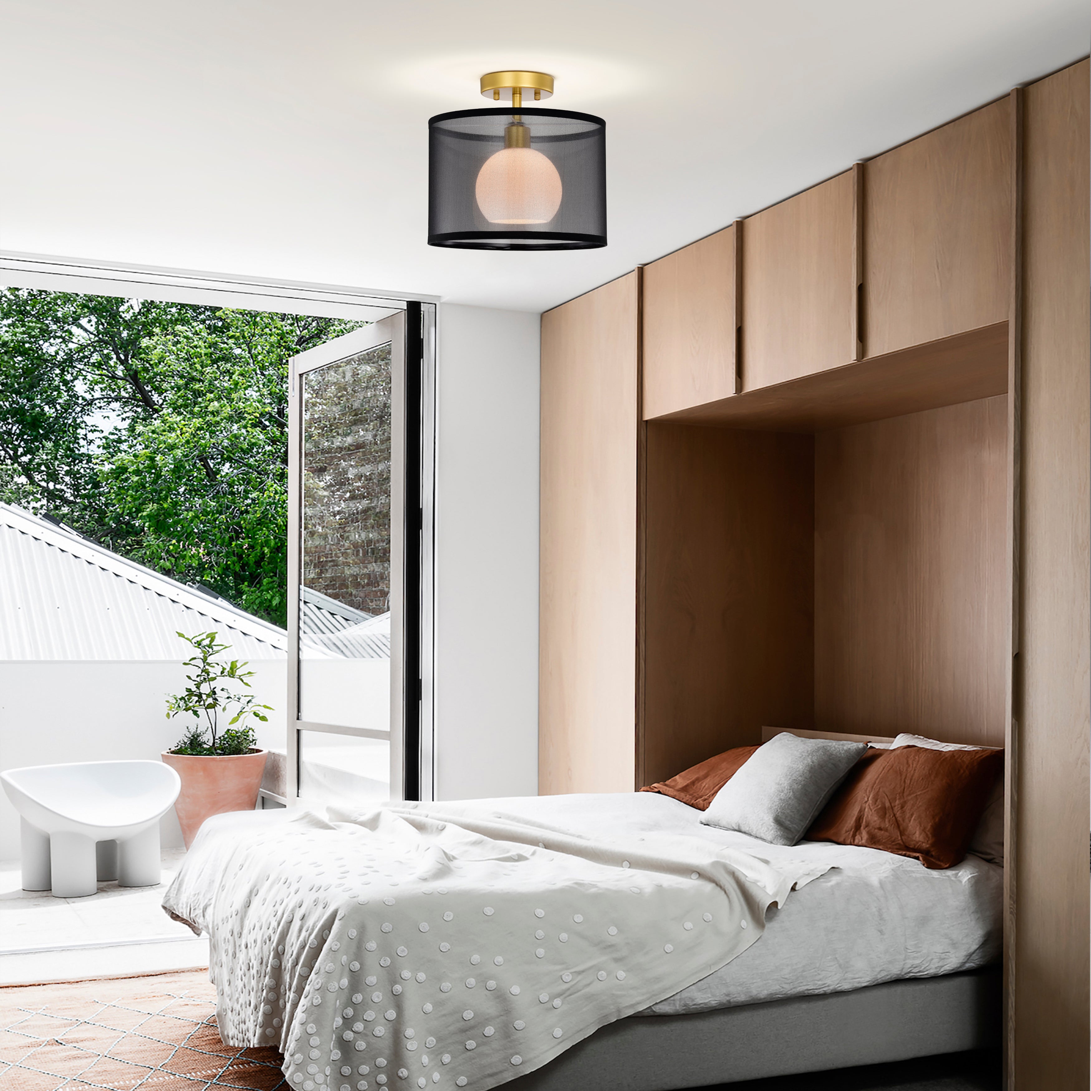 Modern&Contemporary Drum Semi-Flush Mount Light for living room