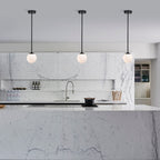 White Modern Globe Pendant Light with Frosted Glass for dining room