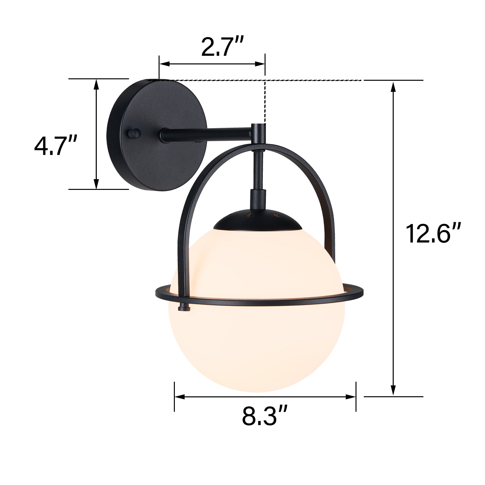 Modern Gold Wall Sconces with White Globe Glass for Bedroom 2 Pack