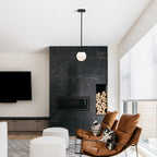 Black Globe Pendant Light Modern Matte Black Pendant Light Fixtures Over Kitchen Island with Frosted Glass Hanging Pendant Light Fixture