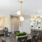 Gold Pendant Light Fixture Glass Globe Mid Century Pendant Lights 2-Light