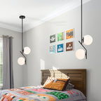 Black Pendant Light Fixture White Glass Pendant Light 2-Light