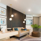 Gold Pendant Light Fixture Glass Globe Mid Century Pendant Lights 2-Light