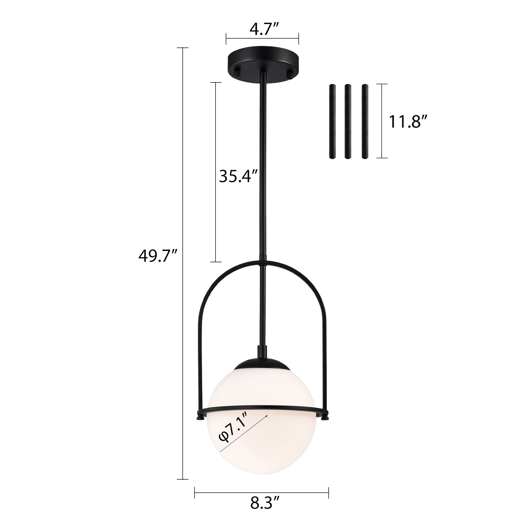 Black Pendant Light Fixtures Cream White Glass Pendant Light 1-Light Globe Pendant Light Modern Pendant Lights Kitchen Island Mid Century Chandelier