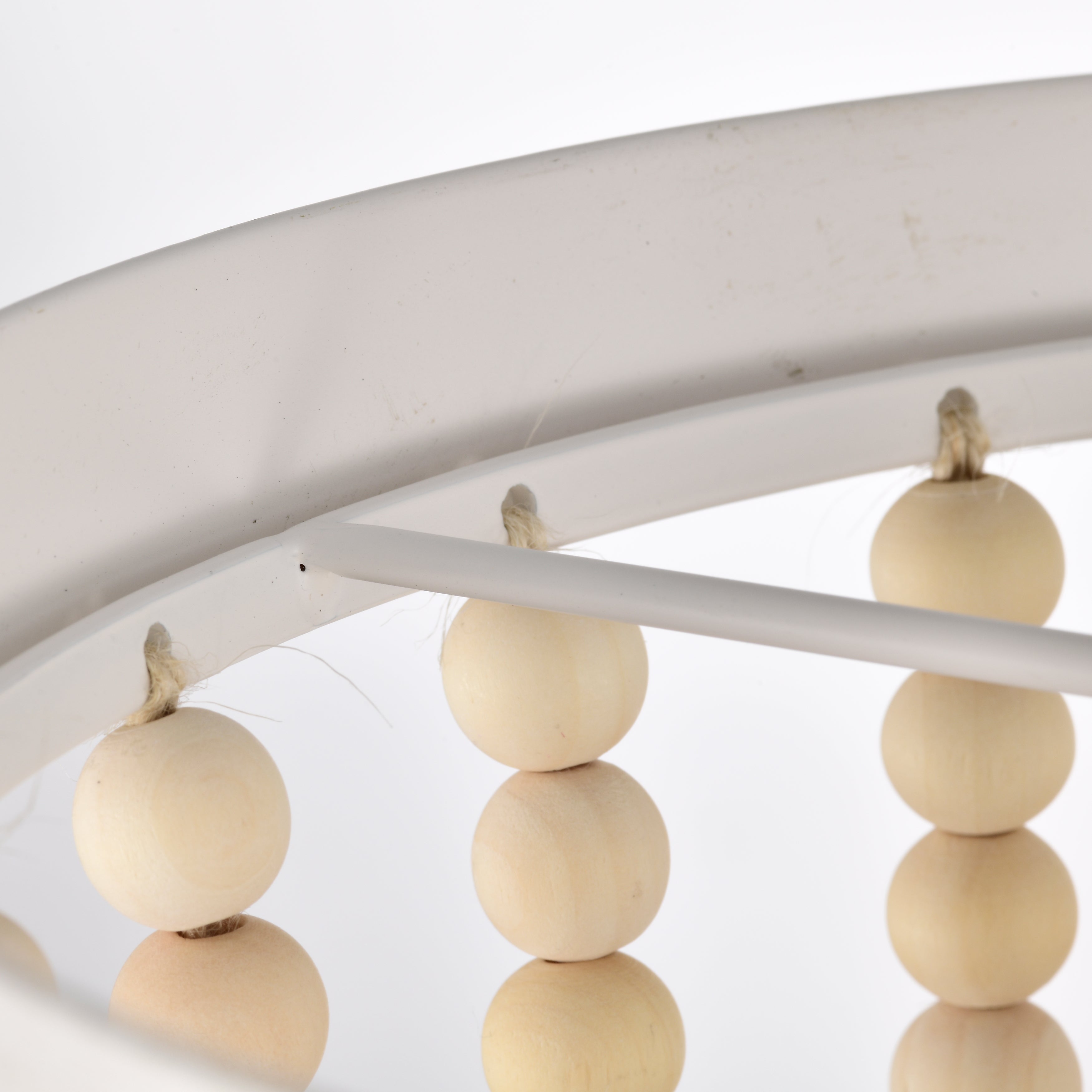 Wood Beaded Flush Mount Ceiling Light Boho Chandeliers Light Fixture 3 Light
