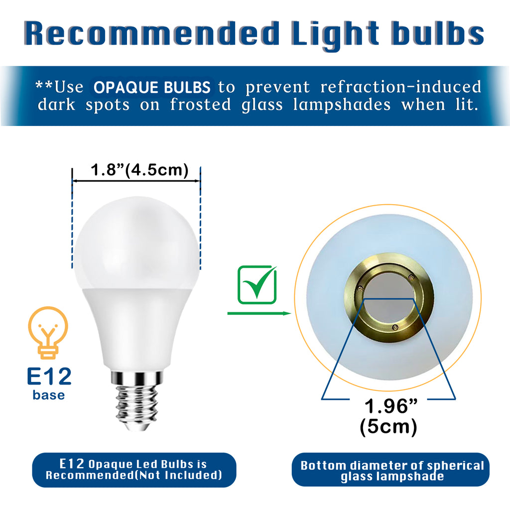 Modern Globe Table Lamp with Glass Shade and Plug-in Switch, E12 Base Bedside Lamp for Bedroom & Living Room