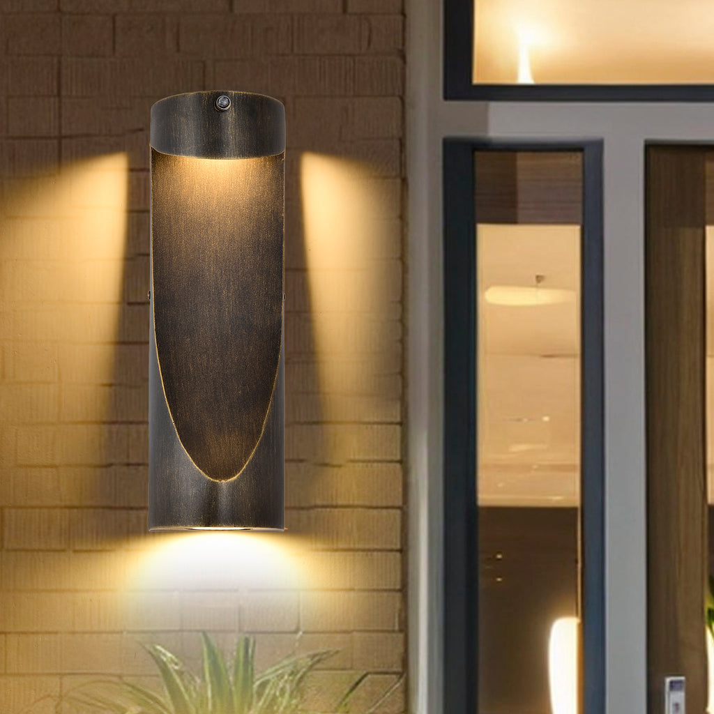 Dusk to Dawn Outdoor Lights – LED Up Down Wall Sconce with Sensor, Single Pack