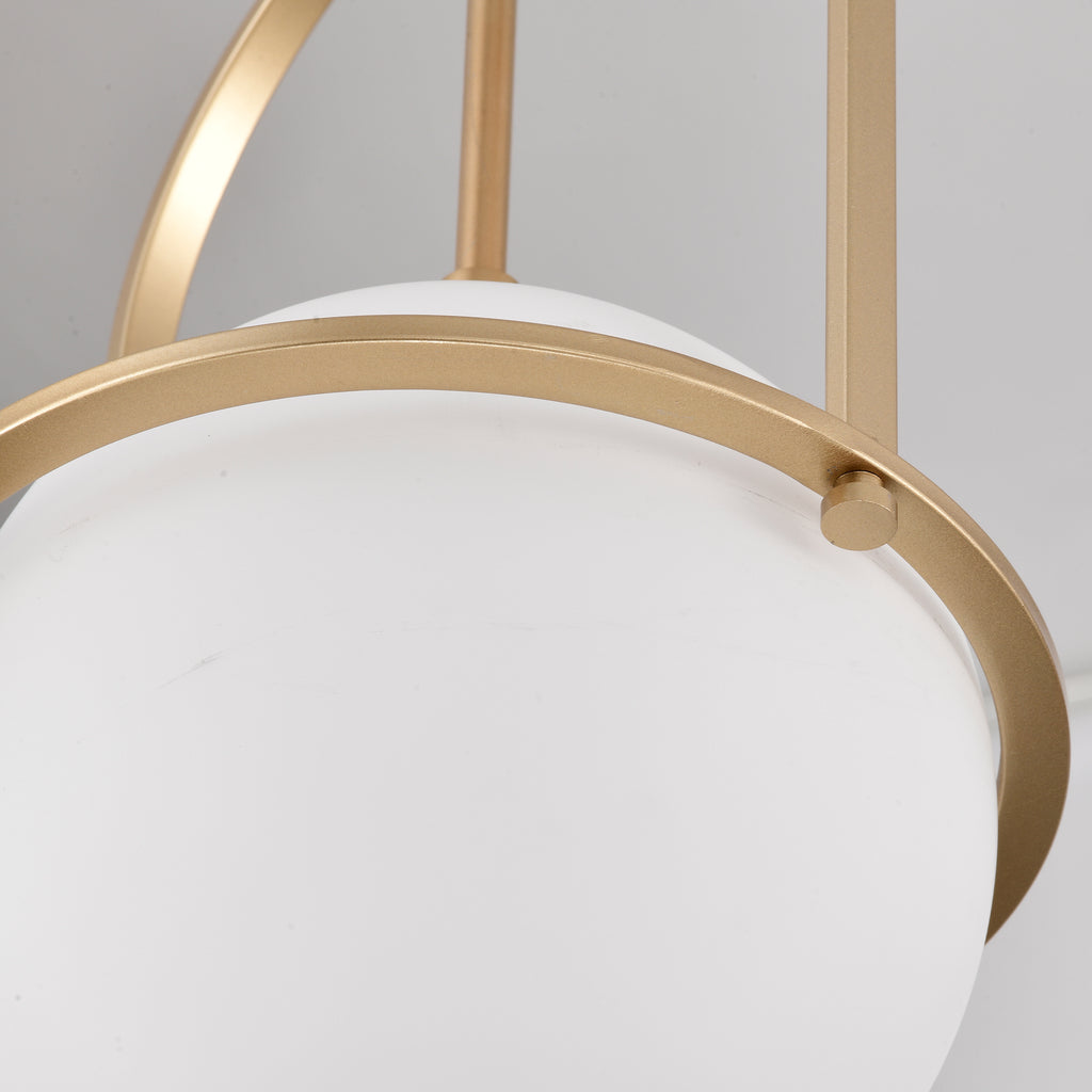 Mid-Century Modern White Glass Semi-Flush Ceiling Light Fixtures 1-Light