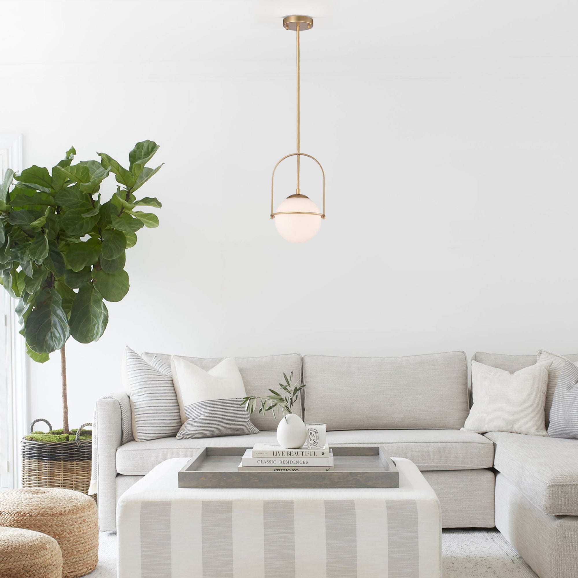 Mid-Century Modern White Glass Semi-Flush Ceiling Light Fixtures 1-Light