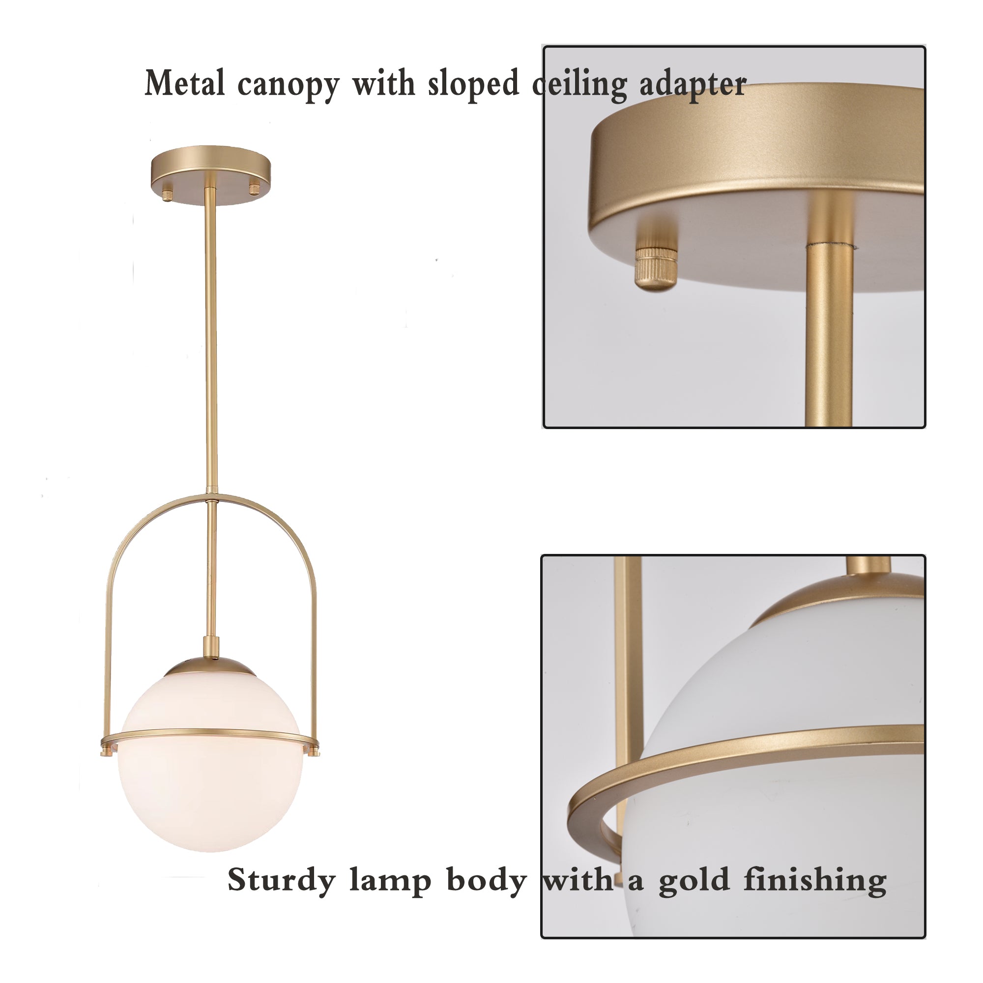Mid-Century Modern White Glass Semi-Flush Ceiling Light Fixtures 2-Light