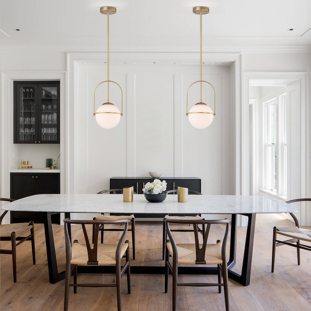 Mid-Century Modern White Glass Semi-Flush Ceiling Light Fixtures 2-Light