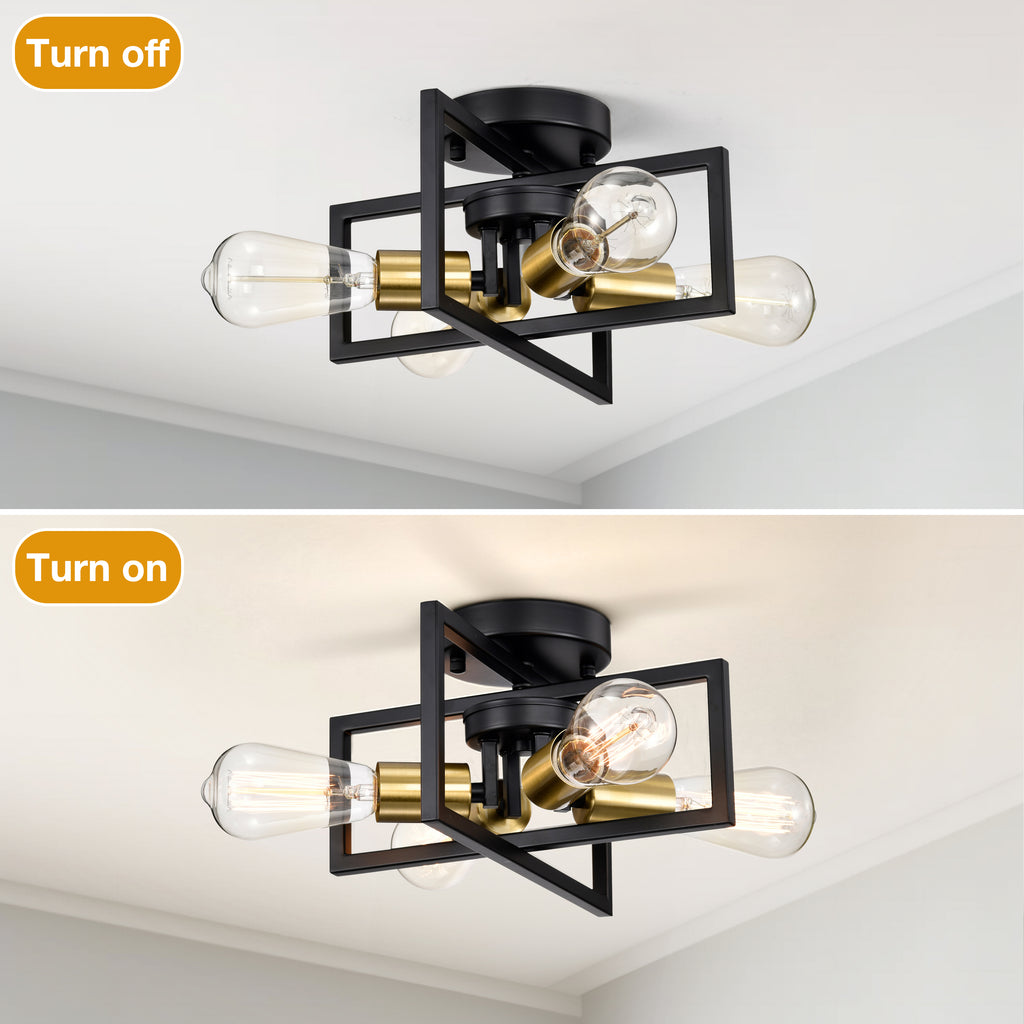 Industrial Modern Sputnik Ceiling Light Black & Gold Fixtures