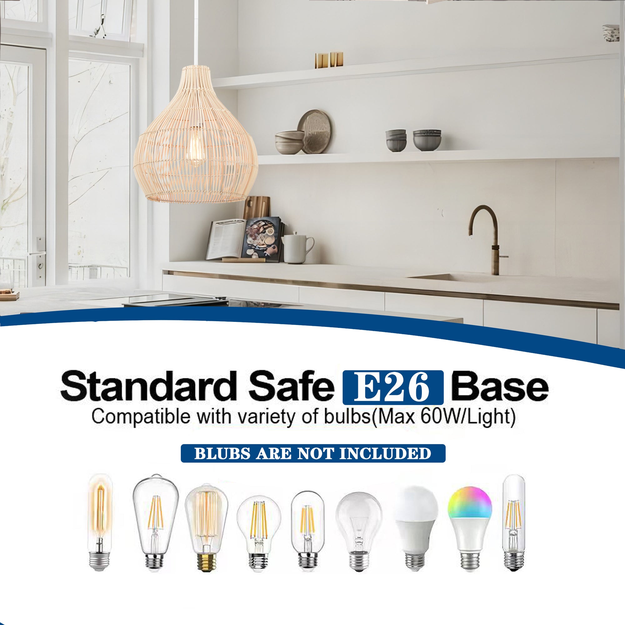 Classical Bohemian Woven Rattan Pendant Light Fixture with pot shade