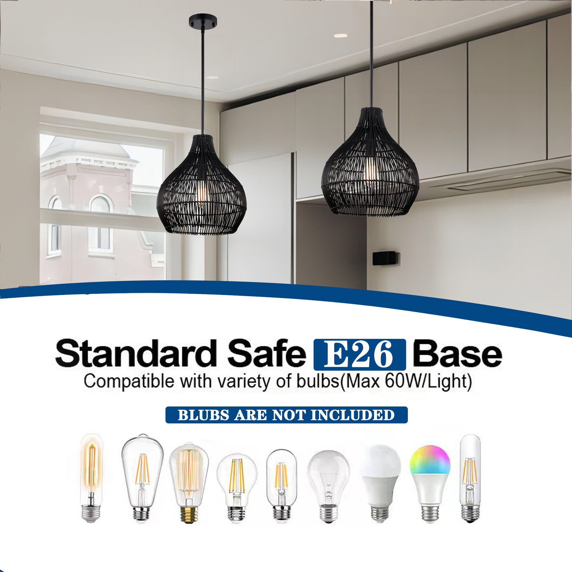 Classical Bohemian Woven Rattan Pendant Light Fixture with pot shade
