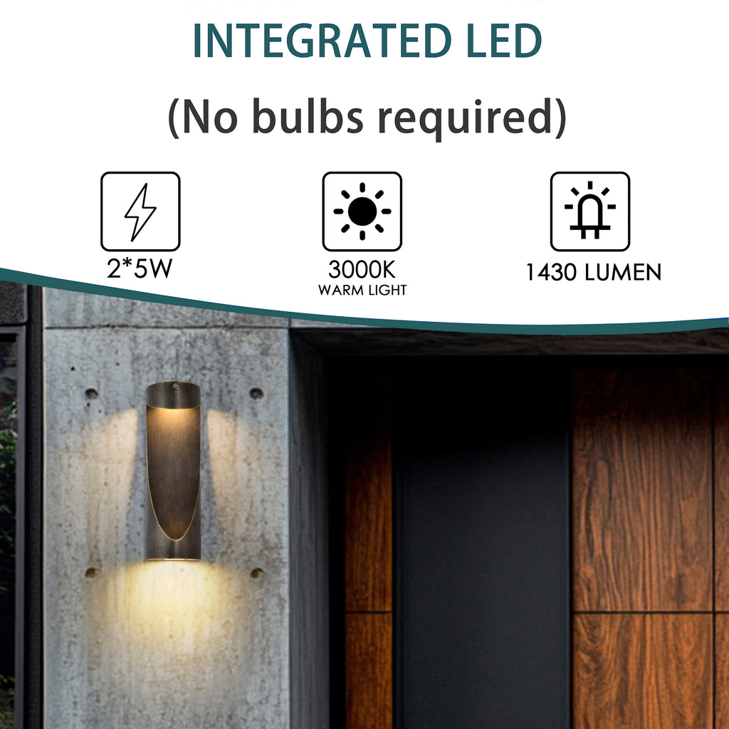 Dusk to Dawn Outdoor Lights – LED Up Down Wall Sconce with Sensor, Single Pack