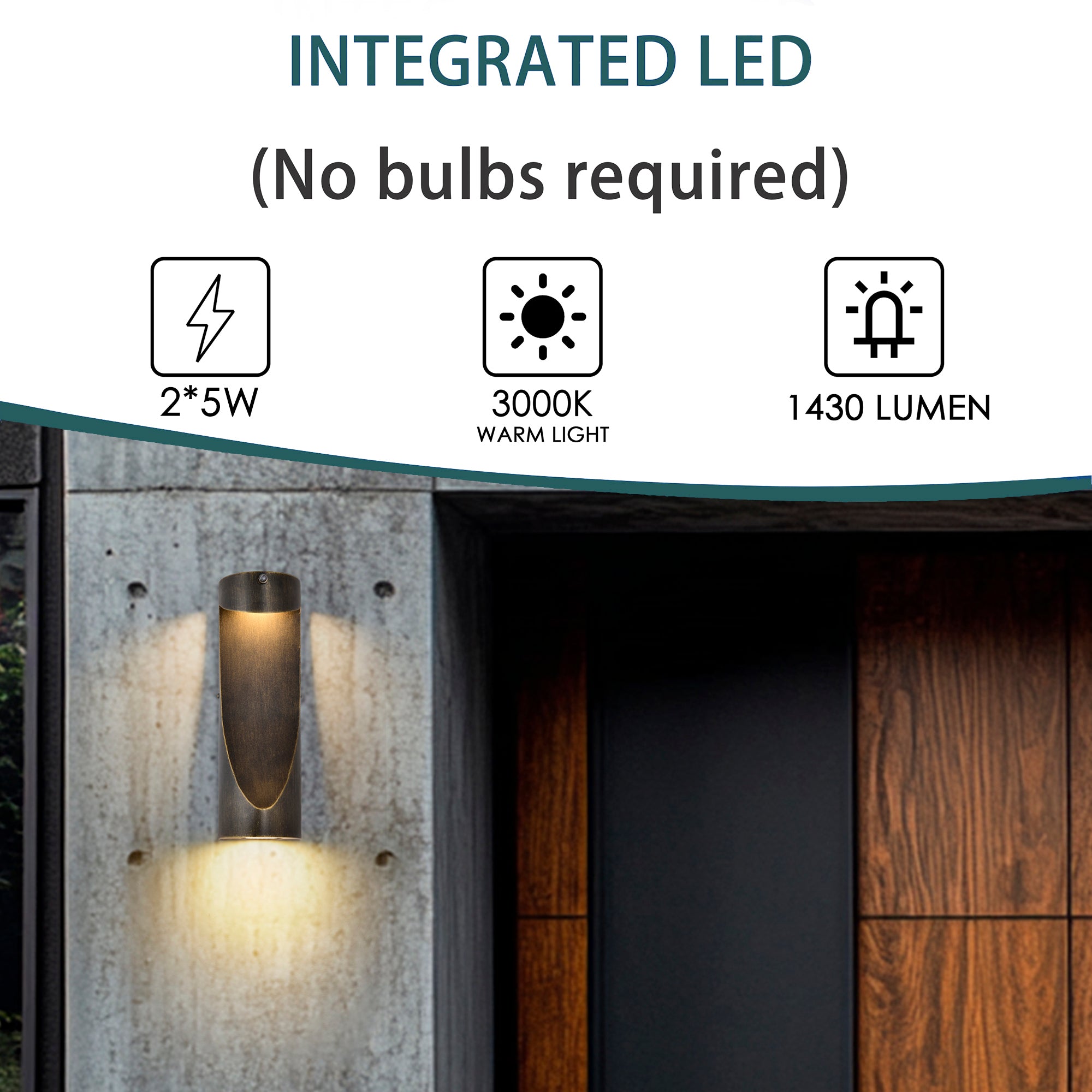 Dusk to Dawn Outdoor Lights – LED Up Down Wall Sconce with Sensor, Single Pack