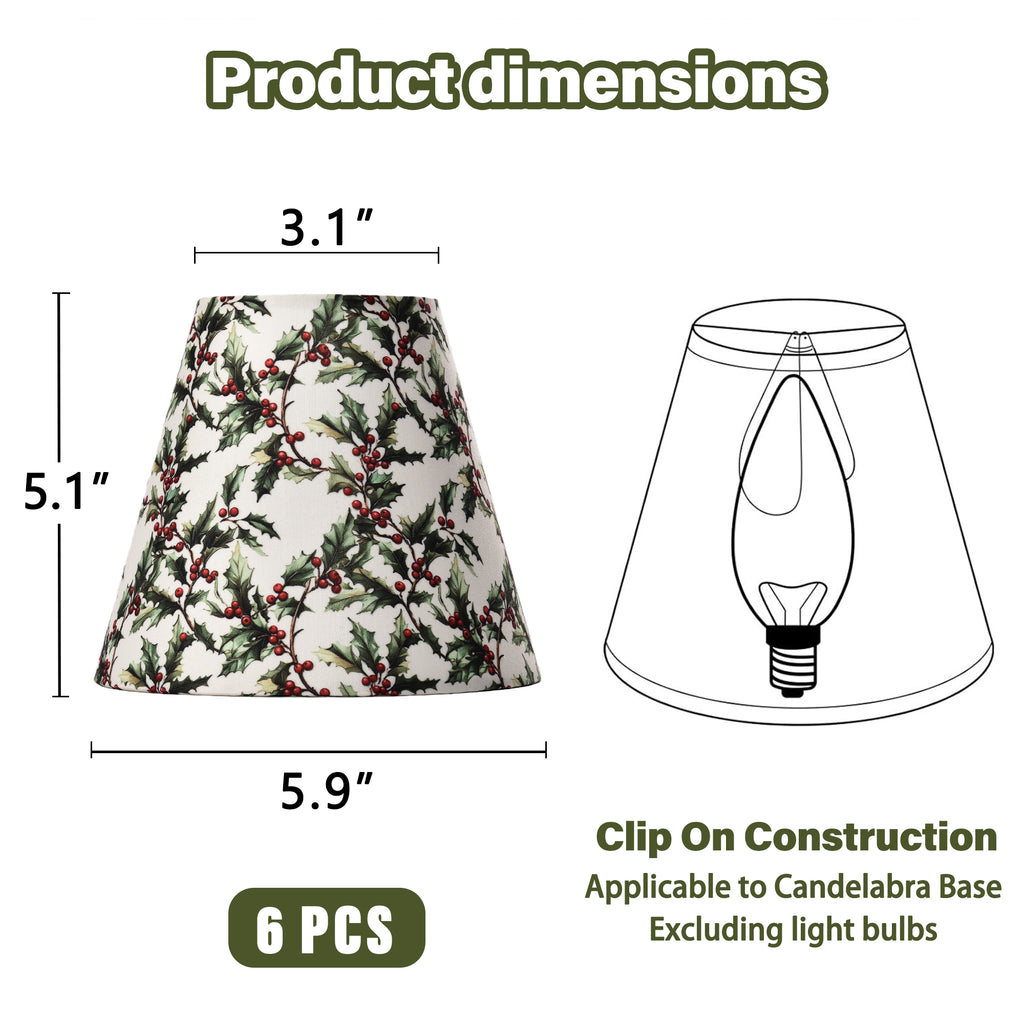 Clip-On Set of 6 Empire Chandelier Shades
