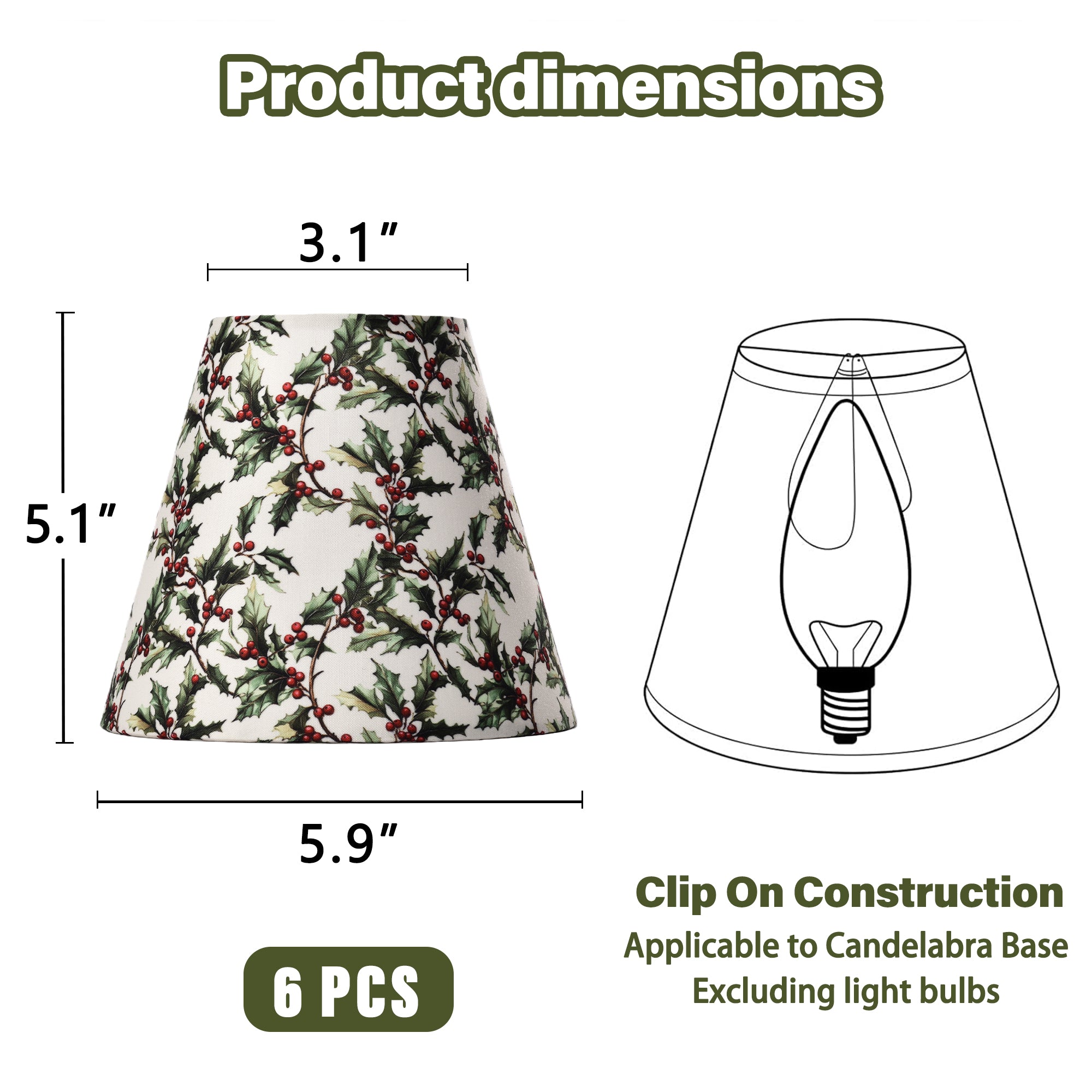 Clip-On Set of 6 Empire Chandelier Shades