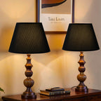 Set of 2 Small Empire Lamp Shades – Black Velvet, 5.9" x 9.84" x 6.9", Replacement for Table Lamps, Fits E26 Socket with Fixing Ring (Not for UNO Fitting)