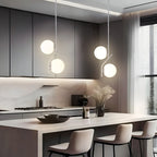 Milk White Glass 150mm Pendant Light Fixture, 7W, One Light Hanging Fixture for Kitchen Island, Adjustable Length Indoor Lighting for Dinning Room Bedroom