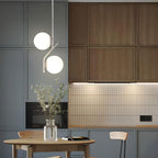 Milk White Glass 150mm Pendant Light Fixture, 7W, One Light Hanging Fixture for Kitchen Island, Adjustable Length Indoor Lighting for Dinning Room Bedroom