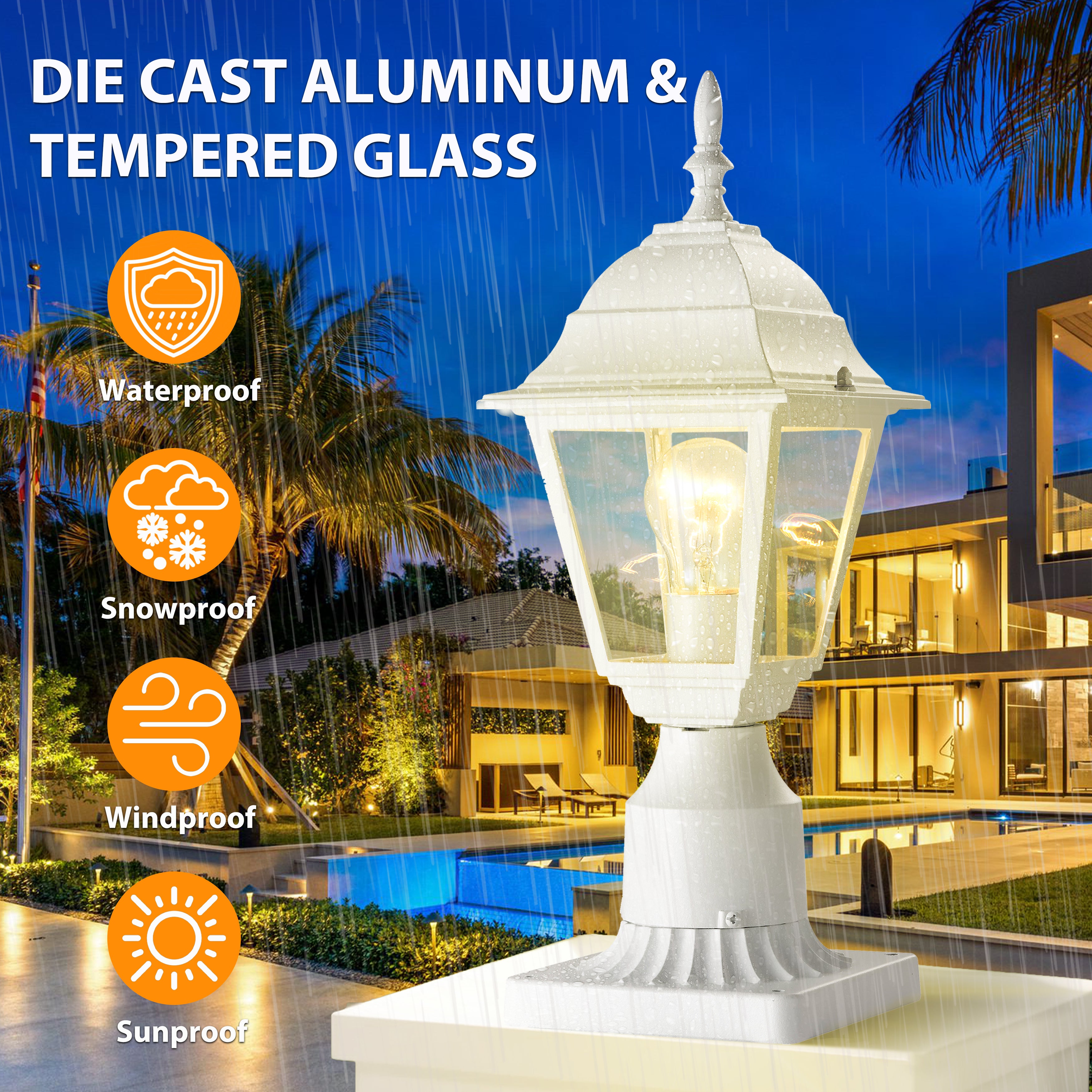 Outdoor Post Light with Pier Mount Adapter 2 Pack Outside Post Lantern