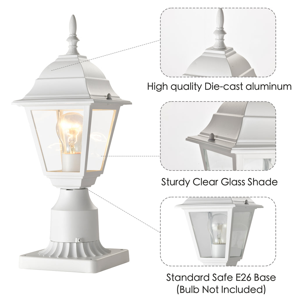 Outdoor Post Light with Pier Mount Adapter 2 Pack Outside Post Lantern