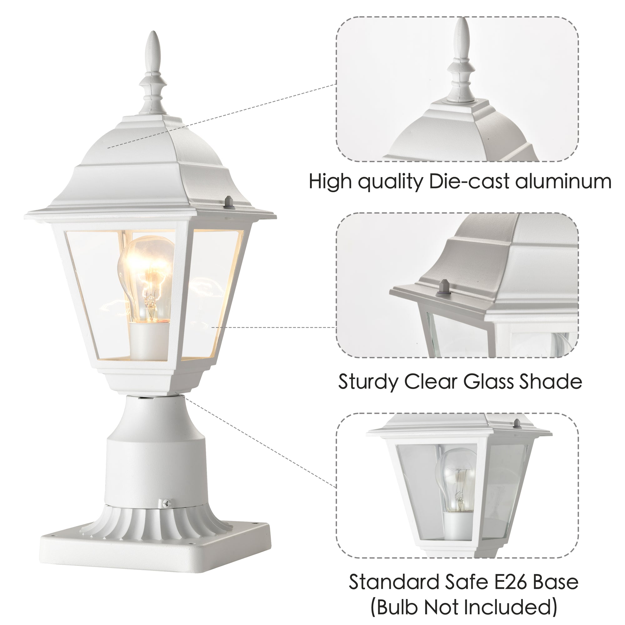 Outdoor Post Light with Pier Mount Adapter 2 Pack Outside Post Lantern