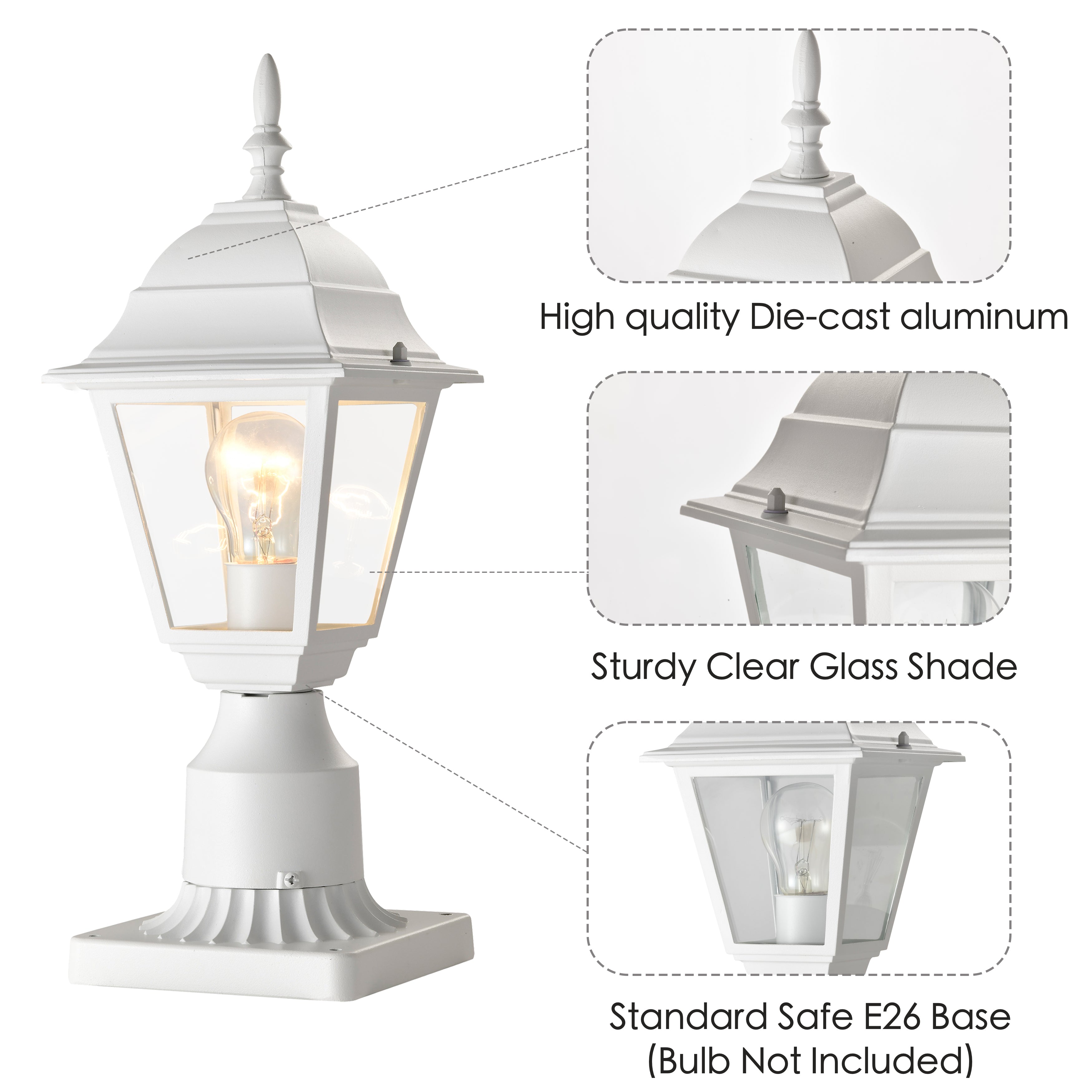 Outdoor Post Light with Pier Mount Adapter 2 Pack Outside Post Lantern