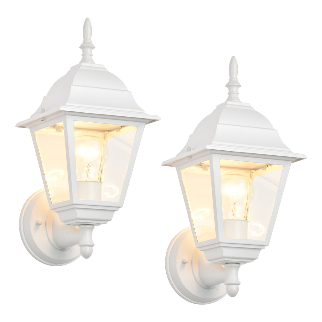 Traditional Outdoor Wall Light, Lantern Style Exterior Sconce with Clear Glass, E26 Base，2 pack