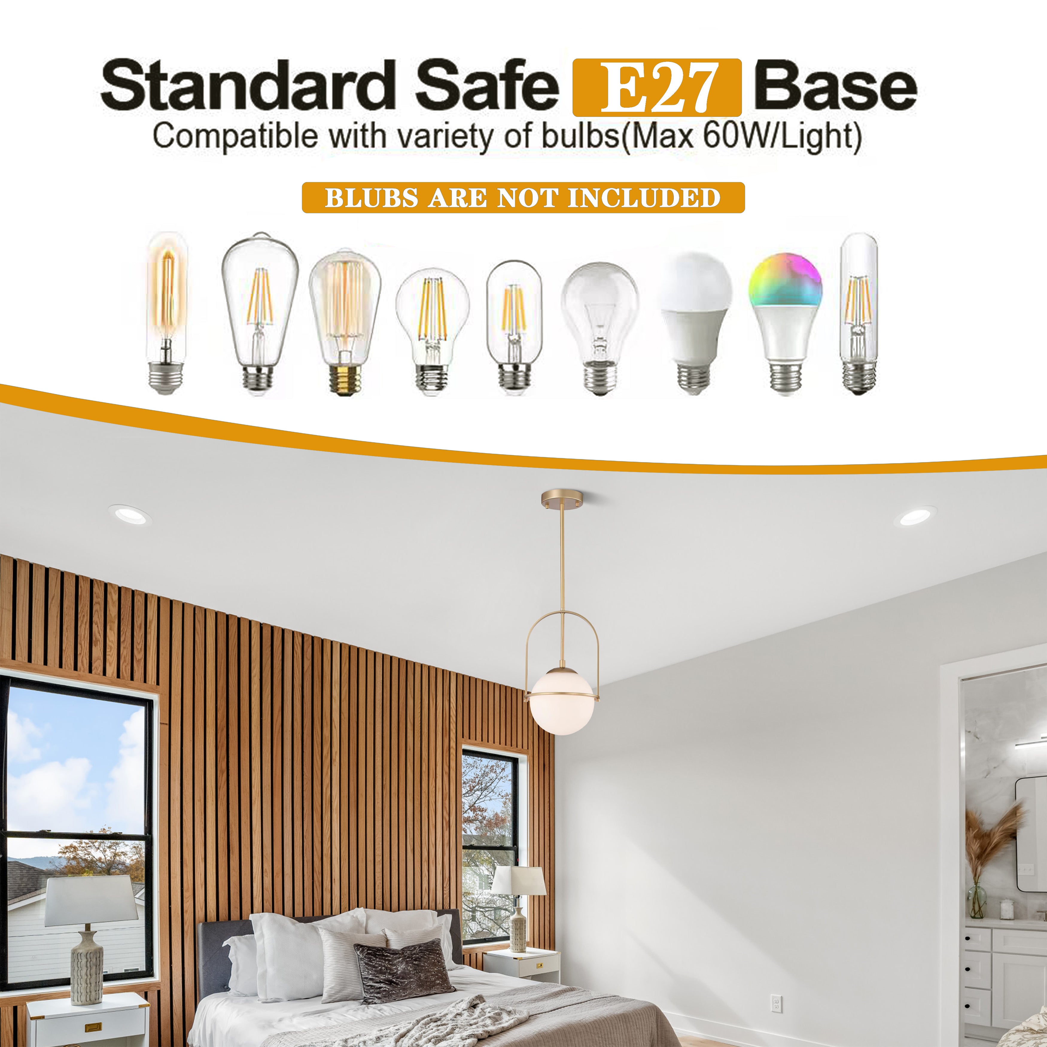 Mid-Century Modern White Glass Semi-Flush Ceiling Light Fixtures 2-Light