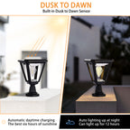 Solar Outdoor Post Lights 2700K Dusk to Dawn Solar Lamp Post Light