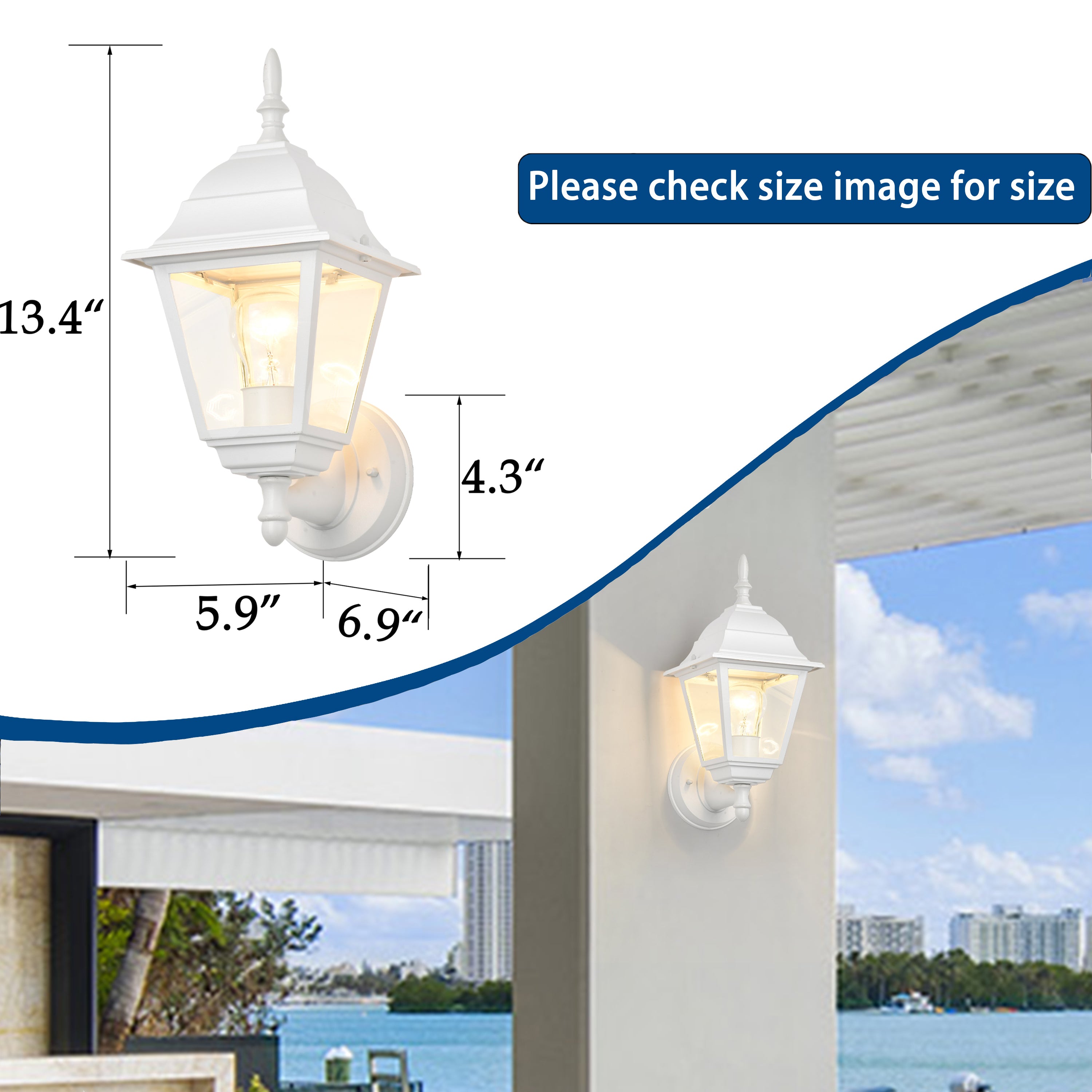 Outdoor Wall Light Fixtures Matte Black Outdoor Wall Sconces with Clear Glass Outdoor Wall Lanterns for Exterior House Porch Patio Garage Yard Front Door 2 Pack