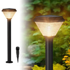 Solar Post Light with Remote, RGB Color Changing Outdoor Pathway Light with Adjustable Height