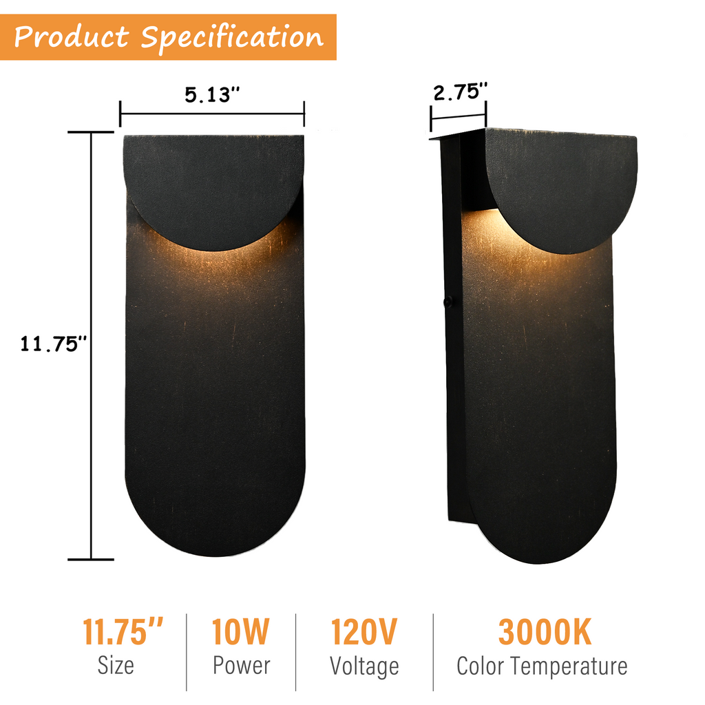 Modern Outdoor Wall Light 1 Pack, Dual LED Downward for Porch, Front Door