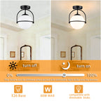 Modern Globe Flush Mount Ceiling Light with Glass Shade, E12 Base Indoor Ceiling Lamp for Bedroom, Hallway & Entryway