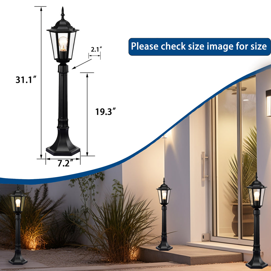 Black Outdoor Post Light for Garden Lawn Pathway 34 inches High