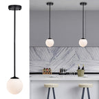 Black Globe Pendant Light Modern Matte Black Pendant Light Fixtures Over Kitchen Island with Frosted Glass Hanging Pendant Light Fixture