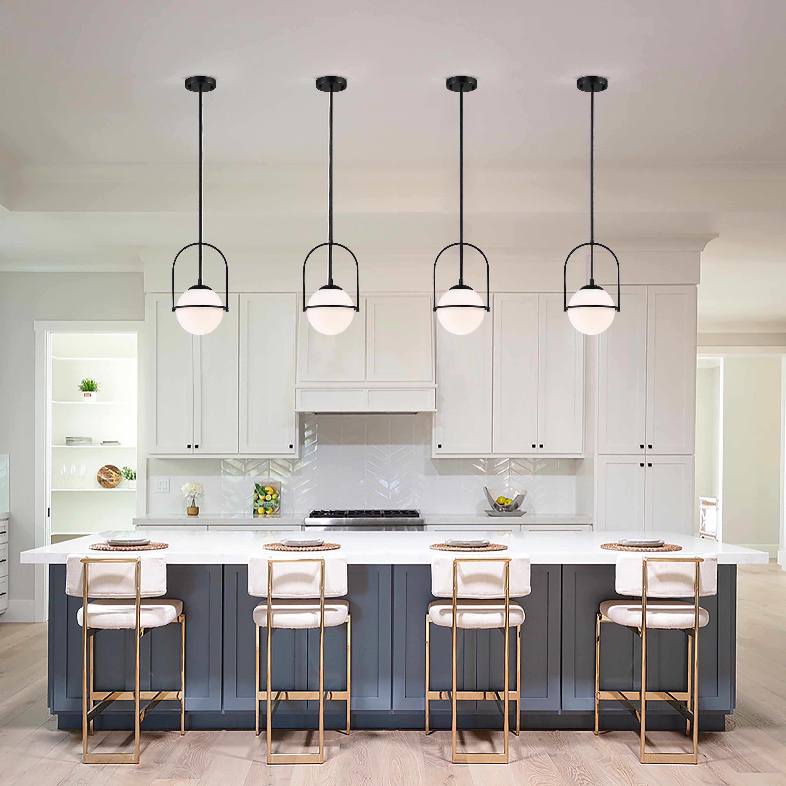 Black Pendant Light Fixtures Cream White Glass Pendant 2-Light Globe Pendant Light Modern Pendant Lights Kitchen Island Mid Century Chandelier