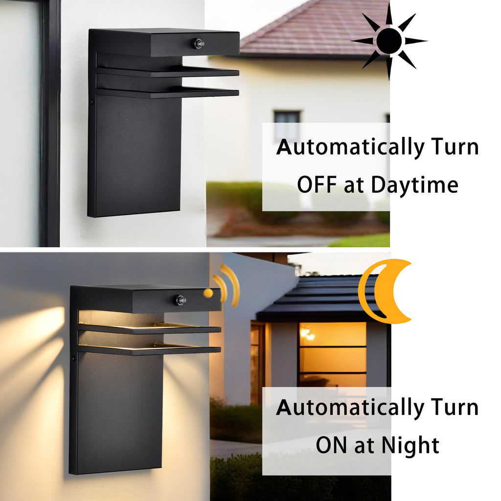 Modern LED Outdoor Wall Light Fixture 1 Pack - Dusk to Dawn Sensor