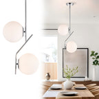Chrome Pendant Light Fixture Mid Century Pendant Light Kitchen Island Opal Glass 18cm Lampshade Glass Globe Pendant Lighting