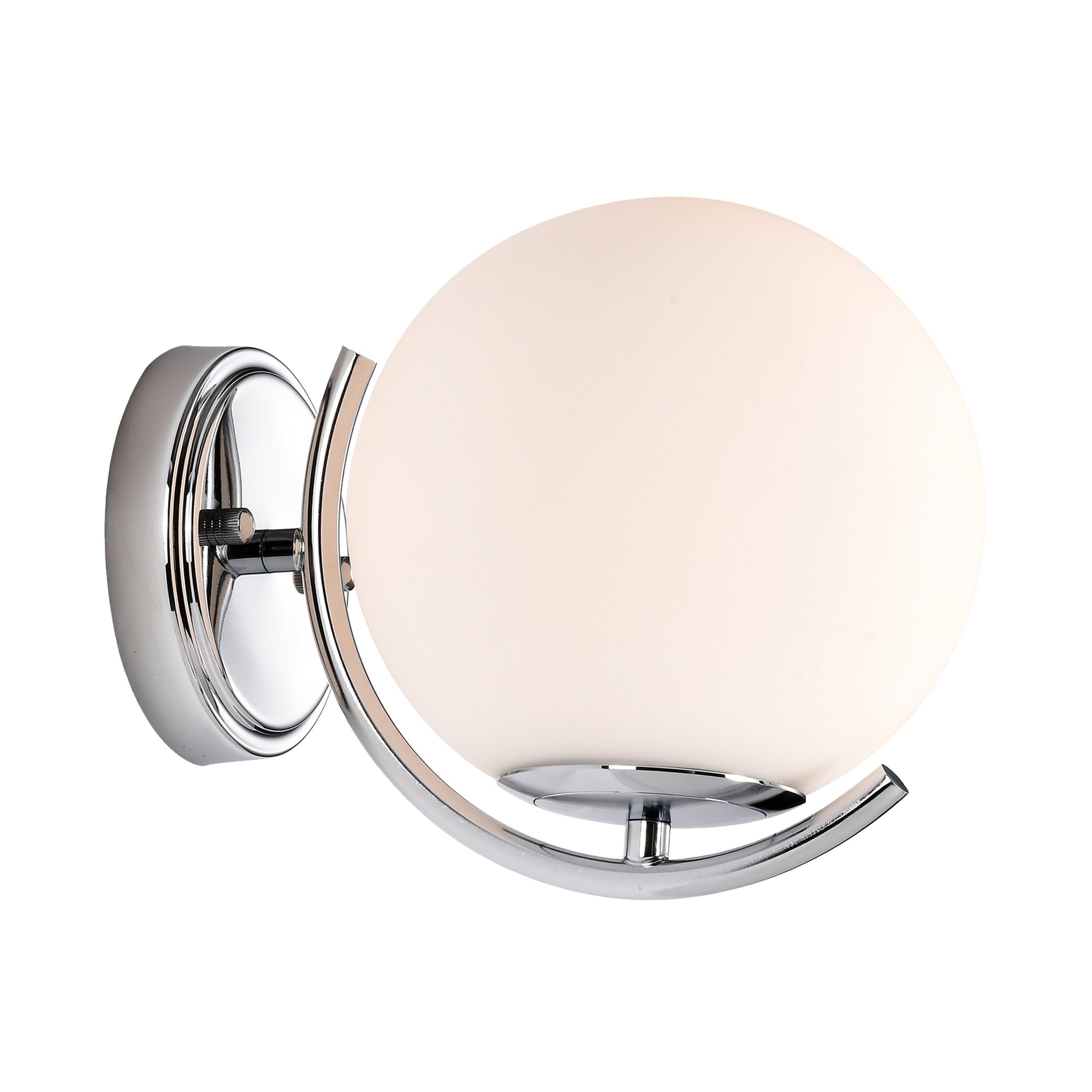 COTTAGE LIFE Chrome Wall Sconce Light Fixture 1 Light Modern Glass Globe Wall Sconce with 180mm Large Lampshade Chrome Wall Light Fixture for Hallway
