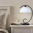 Vintage Black Table Lamp with Frosted Glass Shade, E26 Base Bedside Lamp for Bedroom, Living Room & Study