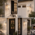 Traditional Outdoor Wall Lantern with Clear Glass, White