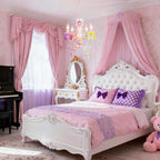 Small Colorful Crystal Chandelier Pendant Light, 4-Light Mini Hanging Ceiling Lamp for Girls Room, Dining Nook & Bedroom