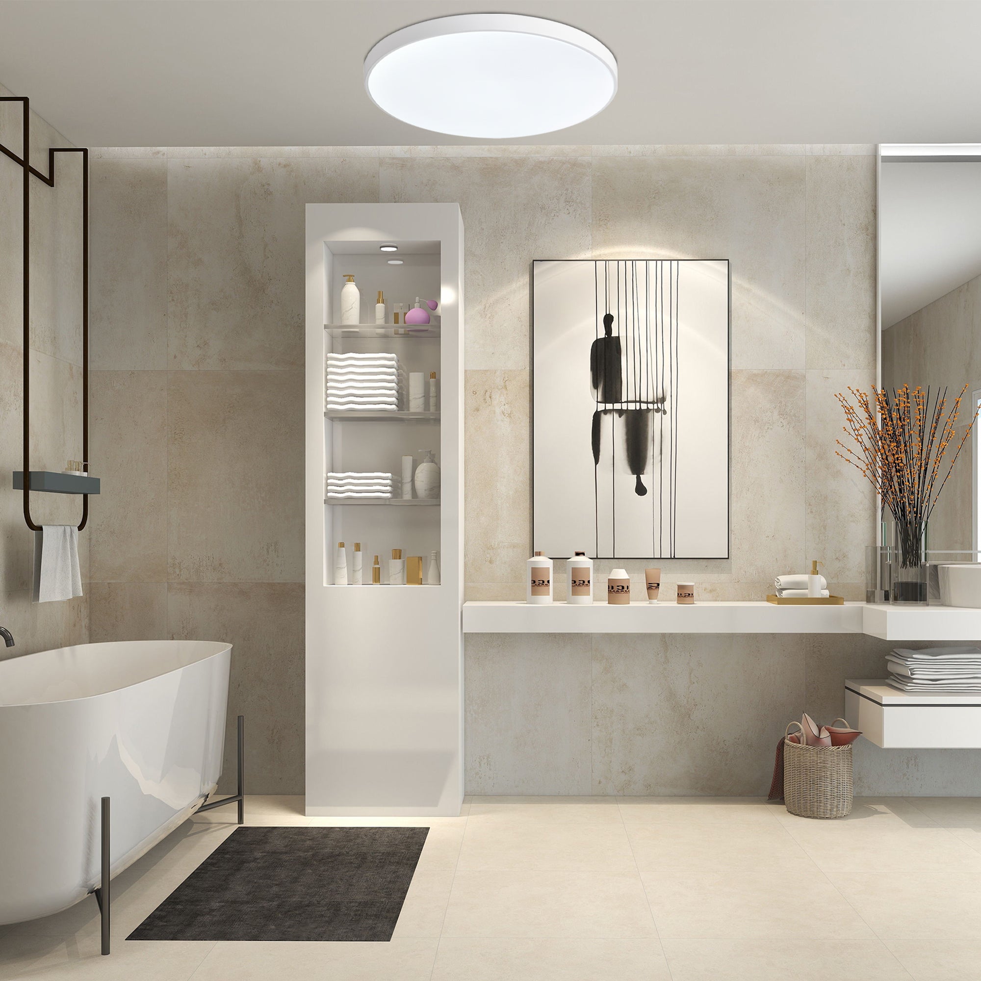 LED Flush Mount Ceiling Light, Ultra-Thin 12 Inch, 2700LM 6000K