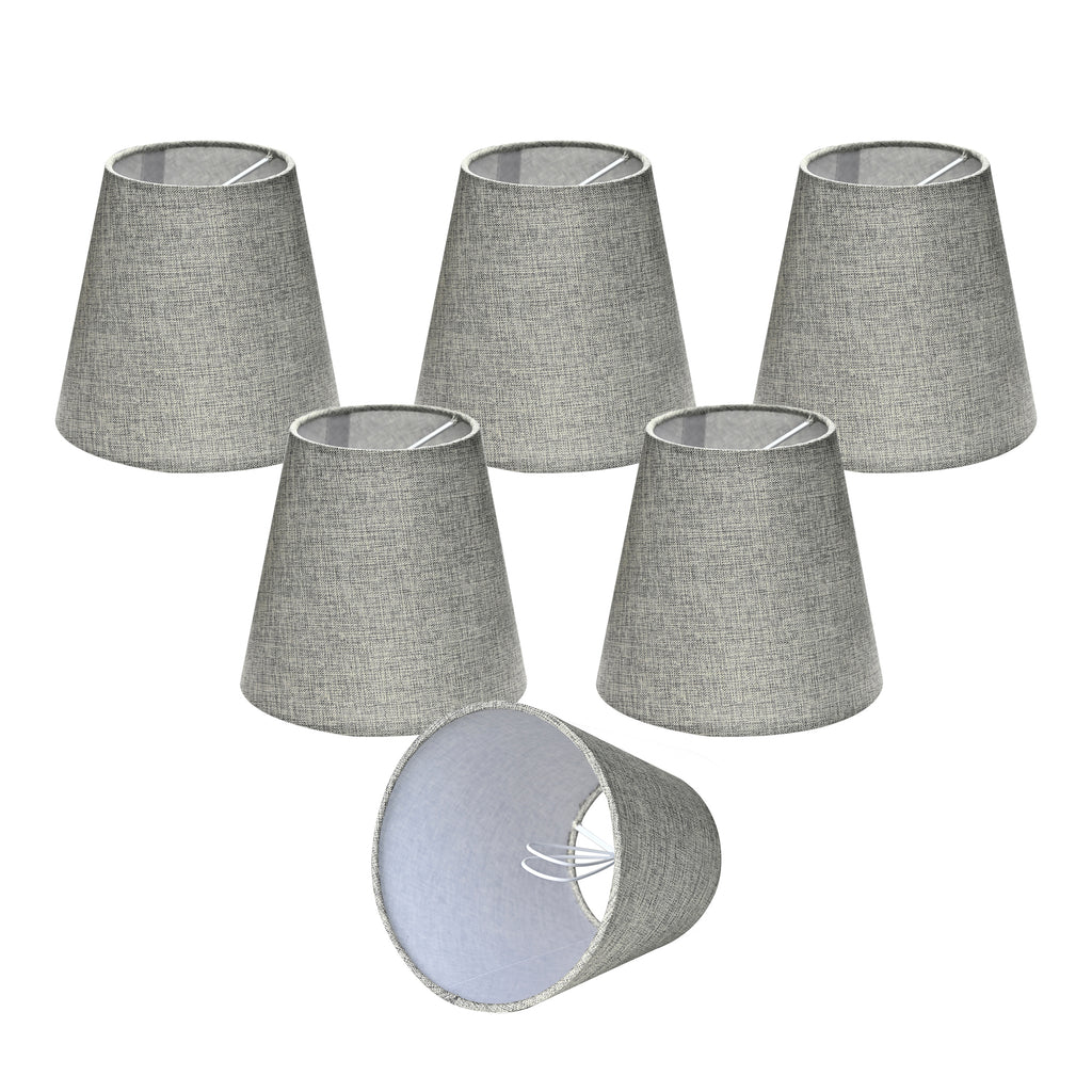 Chandelier Shades set of 6 Clip-On Small Line Empire Lampshades for E12 Candelabra Bulbs